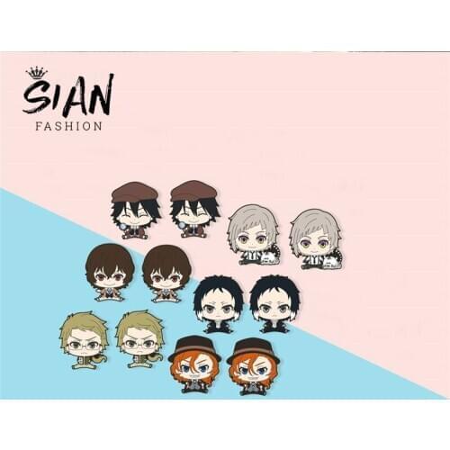 SIAN Kawaii Anime Bungou Stray Dogs Acrylic Earrings Funny Cartoon Art Photo Epoxy Earrings For Girls Kids Gifts Fan Jewelry