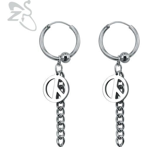 Anti-war GD Punk Rock Earrings for Men Women Tassels Hoop Chain G-Dragon Earrings Kpop Korean Tassel Earring for Man Jewelry