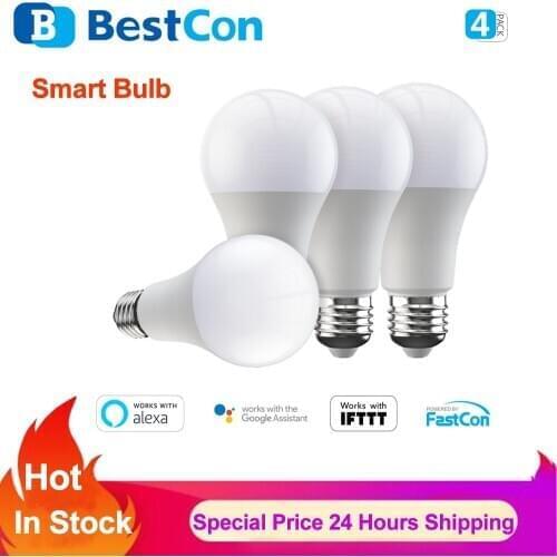 BestCon LB1 Smart Light Bulb Smart Home Remote Control E27 Wifi Bulb Via Broadlink APP work with Alexa Google Home(4PCS/Pack )