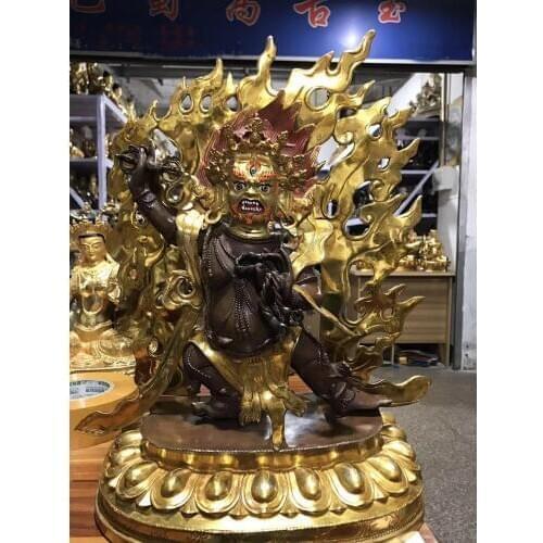 46CM Large Huge High-grade quality gilding gold Buddha statue HOME family Temple Tibet Nepal Vajra Yamantaka Vajrapani Buddha