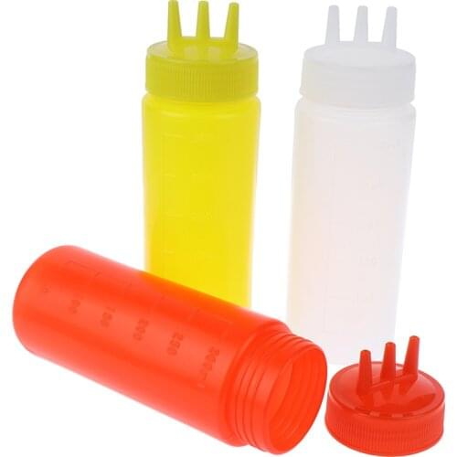 1PC 1 Hole 3 Holes Squeeze Bottle Sauce Vinegar Oil Ketchup Gravy Cruet Condiment Dispenser 1PC 12OZ 8OZ
