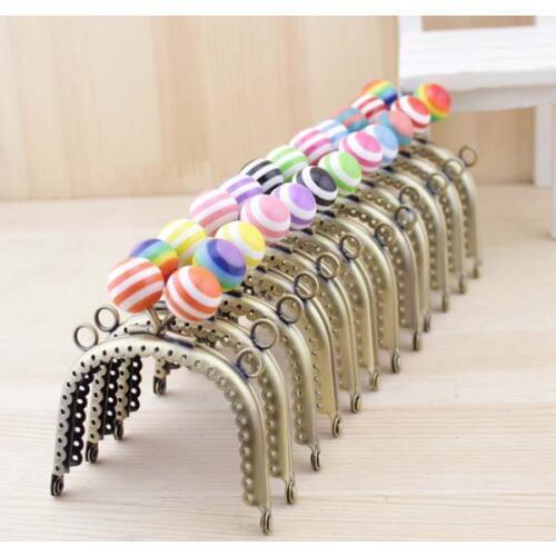 C25 7.5cm Candy beads smooth antique brass Purse frame Kiss Clasp,Deep high arch DIY Quilting handmade Coin Purse Bag 5pcs/lot