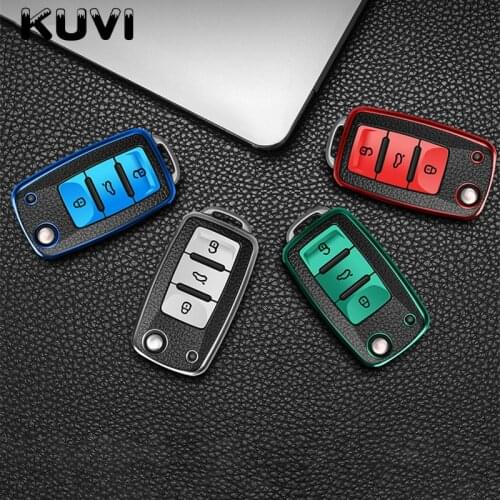 Leather+TPU Car Key Cover Case For Volkswagen for VW POLO Tiguan Passat B5 B6 B7 Golf EOS Scirocco Jetta MK6 Octavia Accessories