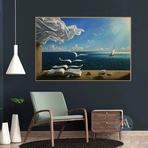 Surrealist Master Salvador Dali "Book of Waves" Canvas Oil Painting Printing Art Wall Decoration Modern Home Room Decor Picture