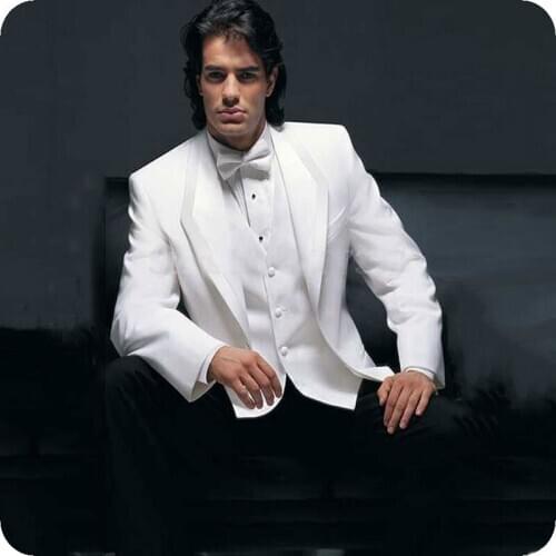 Custom Made Classic White Men Suits for Wedding Slim Fit Groom Tuxedo Terno Masculino Man Blazer 3Piece Costume Homme Prom Party