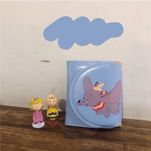 Disney Dumbo Wallet Korean Style Cute Girl Heart Female Short Coin Purse Pu Card Bag Ladies Student Wallet