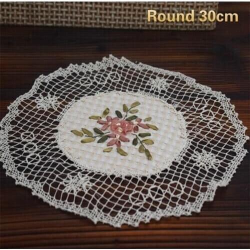 Round Cotton Applique Classical Hand Crochet Placemat Coaster Bedroom Study Balcony Coffee Cup Table Mat Fruit Food Plate Pad