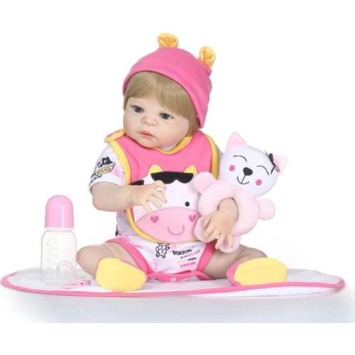 22 Inch Full Silicone Bebe Reborn Doll Baby Alive Boneca Awake with Magnetic Pacifier Dolls Toys for Children Birthday Gifts