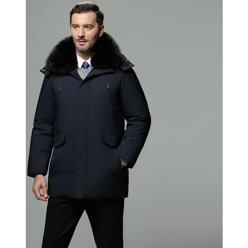 Winter Russian Mens Down Jackets White Duck Down Thicken Warm Jackets Fur Collar Parkas Male Business Outerwear DAD Gift Coats