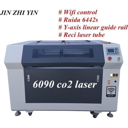 Wifi control 9060 Laser cutting machine min co2 laser engraver 100w w2 reci Ruida 6442s red dot position