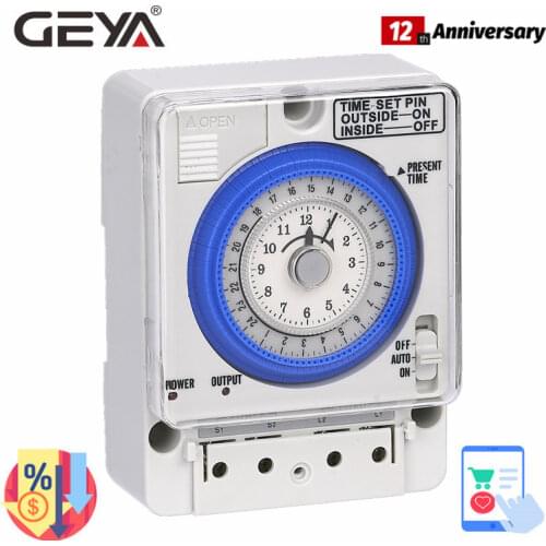 GEYA TB388 Non Power Failure 24 Hours Mechanical Timer Switch with Battery 100V-240V 15A Time Circuit Diagram