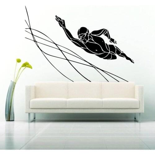 Swim Wall Sticker Car Swimmer Decal Swimming Posters Vinyl Wall Decals Decor Mural Swimming Wall Decal