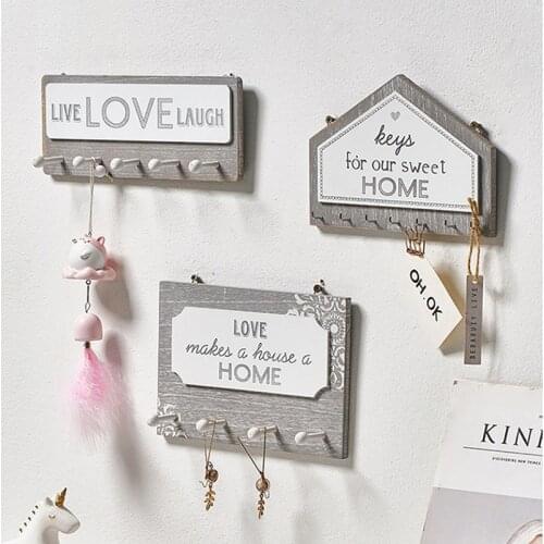 Wall Hanging Wood Key Hanger Holder Coat Hook Vintage Hallway Home Space Saving Small Bedroom Door Back Decorative Room Rack