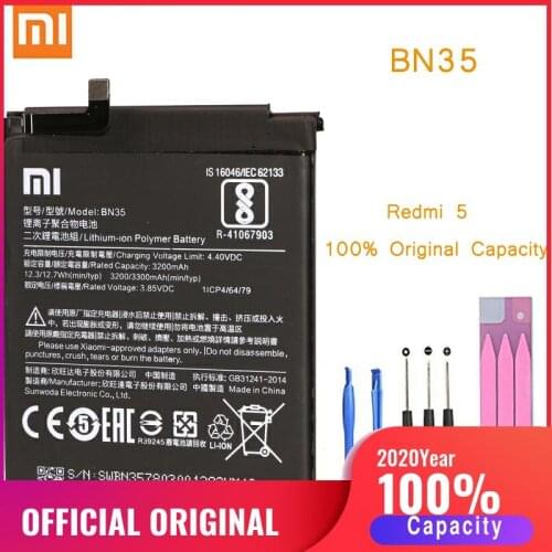Original Phone Battery for Redmi 5 Battery Xiaomi Redmi5 hongmi 5 BN35 Replacement Batteries Xiomi Redrice bateria