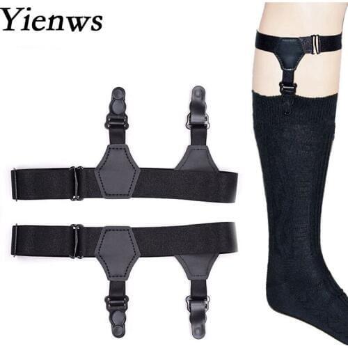 Yienws Braces Suspensorio Socks Garters For Men 2.5cm Two Clips Sock Holder Stays Suspenders Masculino YiA031