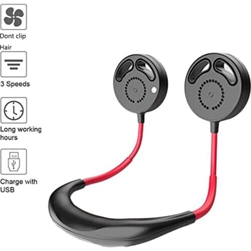 Bladeless Neck Fan Portable Mini USB Rechargeable Quiet Hand Free Personal Aroma Air Cooler 3 Speed Wearable Hanging Ventilador