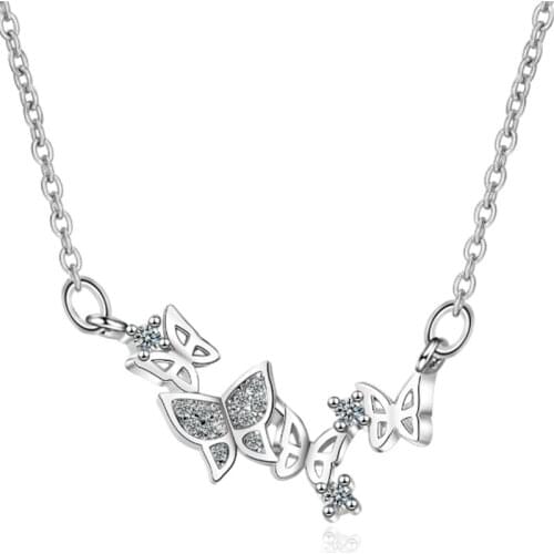 Simple and stylish personality temperament butterfly flower female models short paragraph silver plated necklaces SE052