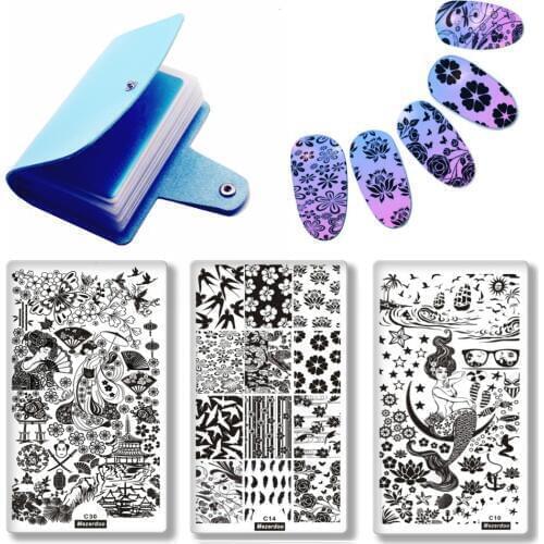4PC/Set Brid Butterfly Image Templates Nail Art Stamp Stamping Plate Holder Nails Beauty Painting Stencil Manicure Storage Case