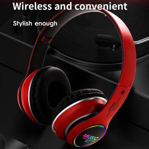 New ST-L63 Foldable Wireless Headphone Bluetooth 5.0 LED Flashing Stereo Sports Earphones Headset Support TF Card With Dual Mic