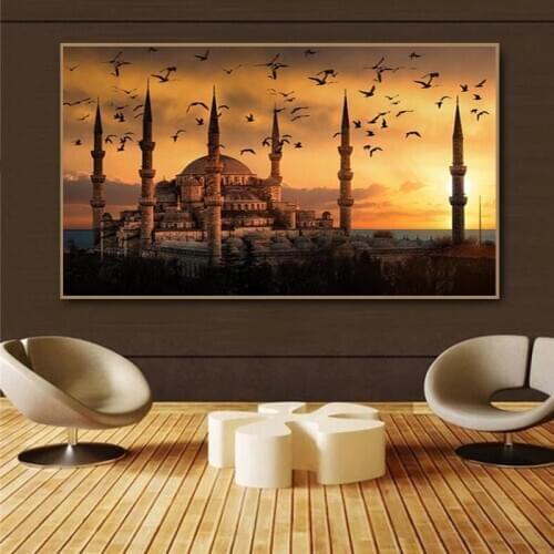 Modern Landscape Art Istanbul At Sunset Canvas Painting Wall Art for Living Room Home Decor Cuadros Para El Hogar