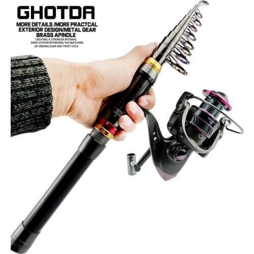 1.8-3.6m Carbon Fiber Spinning Fishing Rod and 13BB Fishing Reel Combo Telescopic Fishing Pole Spinning Reel Kit