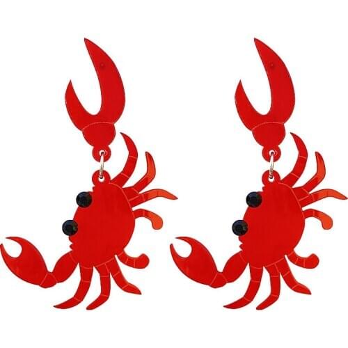 New Design Big Crab Drop Dangle Earrings For Women Creative Animal Resin Acrylic Earring Brinco Beach Party Gift Fashion Jewelry