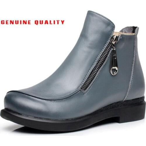 Krasovki 2021 Snow Boots Zip Women Slip on Women Boots Shoes Ankle for Ladies Soft Genuine Leather Cow Platform Boots for Women