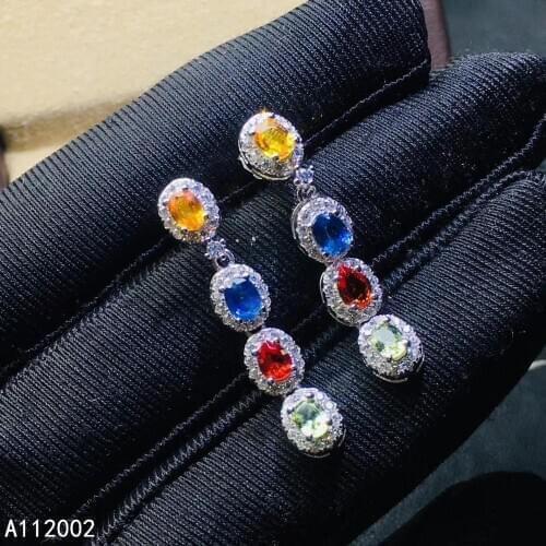KJJEAXCMY fine jewelry natural colored sapphire 925 sterling silver women earrings new Ear Studs support test luxury