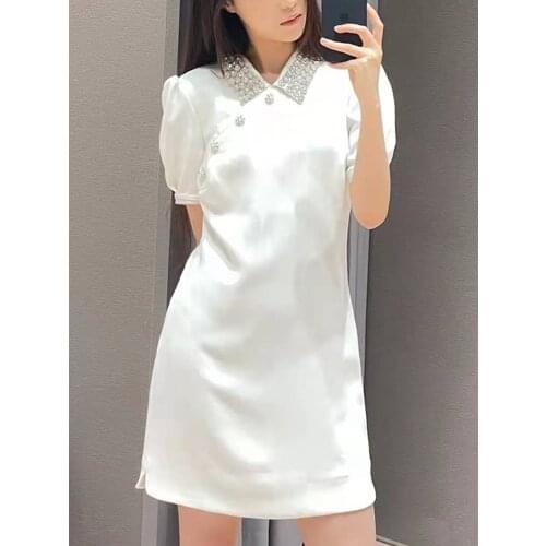 2021 Autumn New Hedging Mid-length Skirt Commuter Belt Pleated Loose Dress