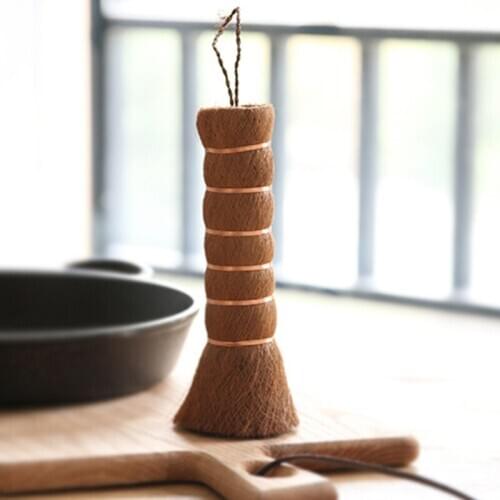 1pc Kitchen Cleaning Tools Natural Long Handle Palm Pan Pot Brush Dish Bowl Washing Cleaning Brush Household