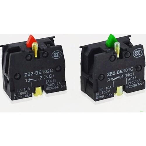 10pcs XB2 Contact Block Telemecanique ZB2-BE101C Normal Open NO ZB2-BE102C NC Pushbutton Joystick Switch Replaces TELE 10A 600V