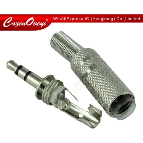 2pcs/lot audio plug (silver) 3.5 to 3.5 dual channel stereo audio plug plug quality In Stock