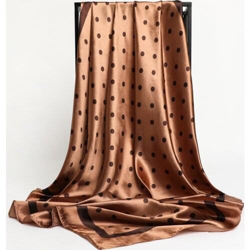 2021 Dot Print Square Scarf For Women Silk Shawl Neckerchief Female Hair Bands Head Wraps Headband Foulard Satin Hijab Bandana