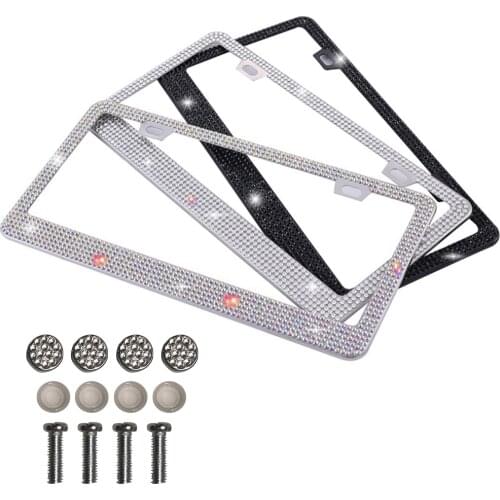 3 Colors US Model License Plate Frame Bling Crystal Women License Plate Frame License Cover Holder Rhinestone Car License Frame