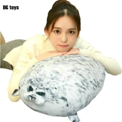 3D Print High Quality Japan Roundest Seal Pillow Fluffy Seal Cushion Stuffed Sea Animals grey seal Gift For Girl Boy Birthday