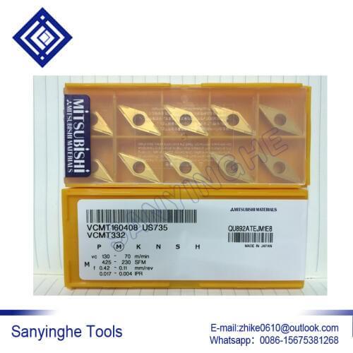 Free shipping high quality 50pcs/lots VCMT160404 VP15TF / US735 / VCMT160408 VP15TF / US735 cnc carbide turning inserts