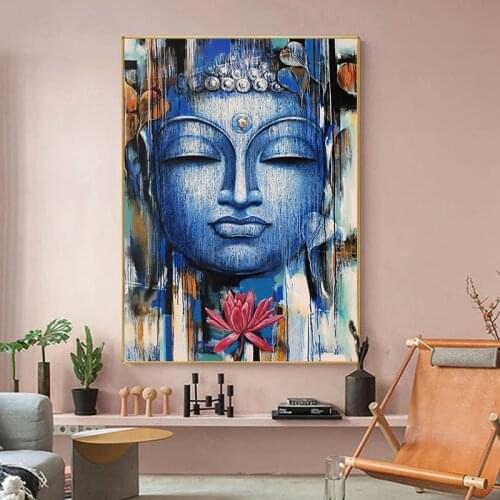 Abstract Buddhism Self Adhesive Painting Buddha Posters and Prints Living Room Home Decor Wall Art Picture Cuadros