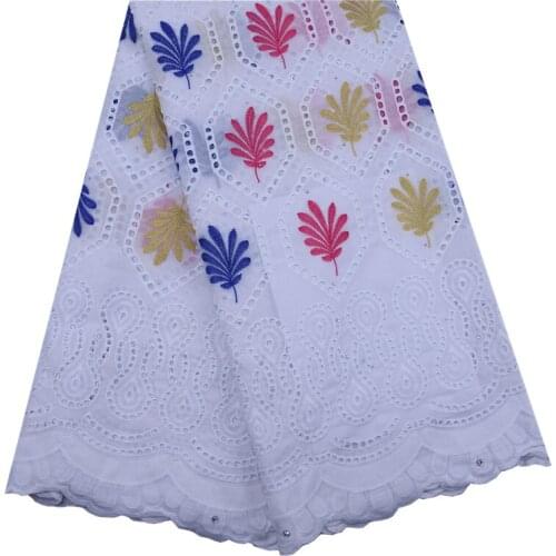 African 100% Cotton Lace Fabric 2020 High Quality Embroidery Nigerian Lace With Stones Swiss Voile Lace Switzerland Sew 1793