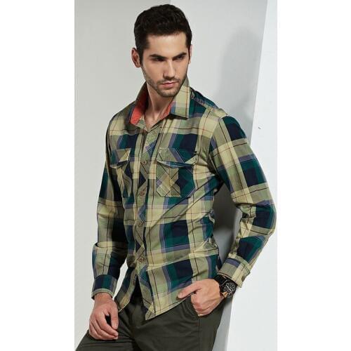 Spring Shirt Men Casual Mens Shirts 100% Cotton Camisa masculina Military Shirt Men Plus Size M-4XL Camiseta Masculina