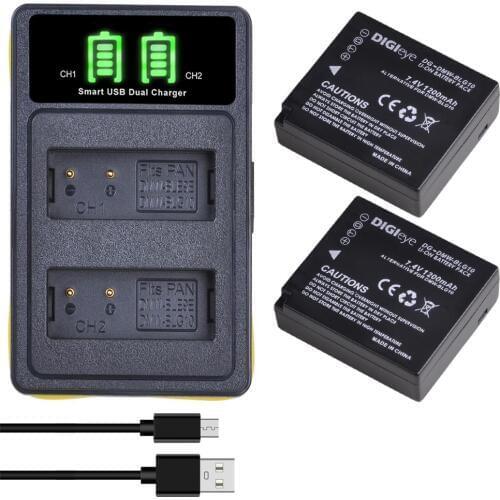 2PCS DMW-BLG10 DMW-BLE9 BLG10 Battery + LED Dual Charger with Type C for Panasonic LUMIX GF5 GF6 GX7 LX100 GX80 GX85