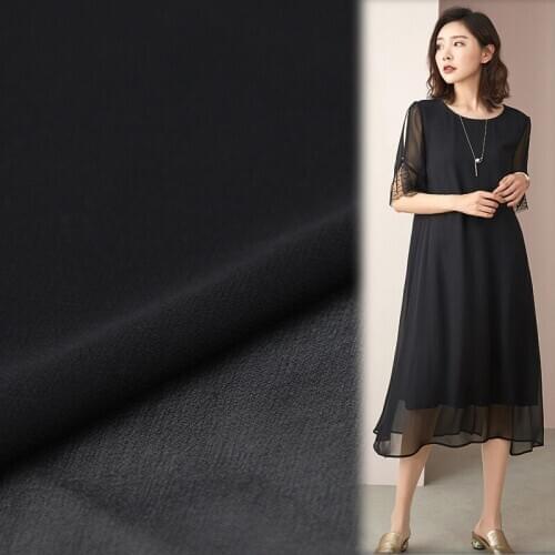 Black 100% pure silk georgette gauze silk fabric 12momme 135cm width good quality,SCG633