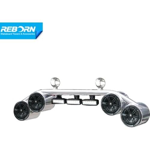 Reborn Boat wakeboard tower speaker 4 speakers and 3 LED lights combo polished