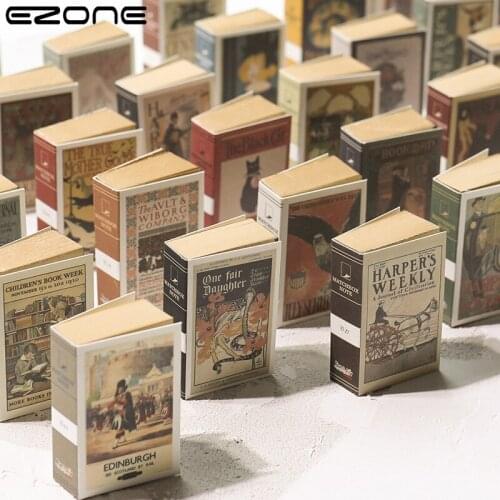 EZONE 2PCS/122 Sheets Mini Memo Pad Creative Matchbox Retro Notebook Can Tear Sticky Notes Stationery Notepad Office Supplies