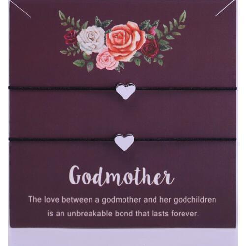 Godmother Heart Cross Charm Bracelets Adjustable Bracelets Mother Daughter Best Friends Lover Women Girl Couple Fashion Jewelry