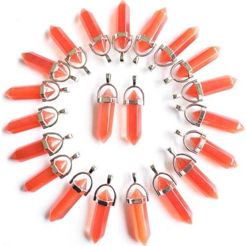 Fashion good quality red cat eye stone pillar charms point chakra pendants for jewelry making 24pcs/lot Wholesale free shipping