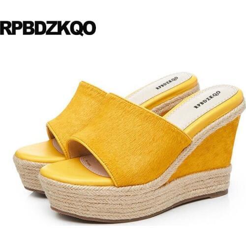 Pumps Slippers Luxury Designer Summer Slip On Espadrilles Wedge Sandals High Heels Platform Yellow 2018 Rope Shoes Women Slides