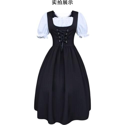 Germany Tradition Costume Bavarian Dirndl Dress with Apron Women Oktoberfest Costume Party Dirndl Maid Peasant Dress