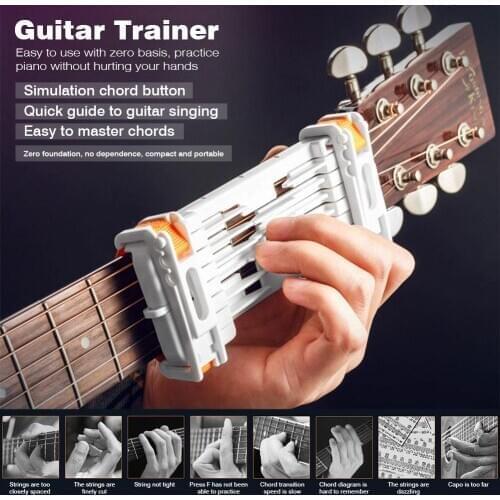 Beginner Guitar Learning Aid Guitar Learning System Guitar Trainer Guitar Attachment For Eliminates Finger Pain & String Buzzing