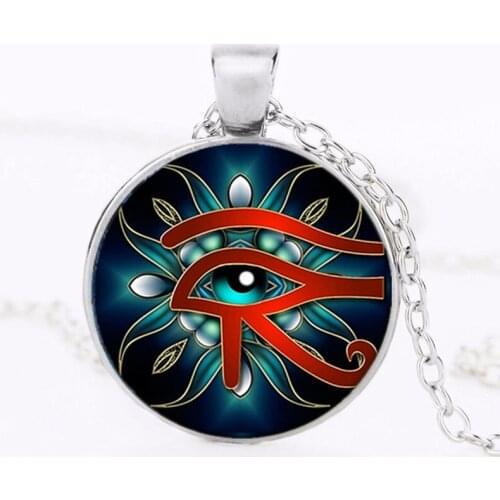 Egyptian Gods Power Eye Necklace Eye Of Horus Amulet Symbol Pendant Women Men Glass Necklace Mandala Vintage Photo Choker