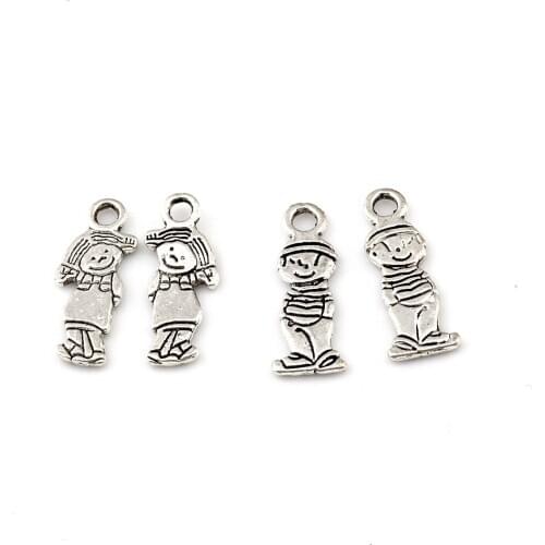 Cute little boy & girl Alloy charm Pendants 50Pcs/lot Fashion Jewelry DIY Fit Bracelets Necklace 6.8x18.2mm A-515